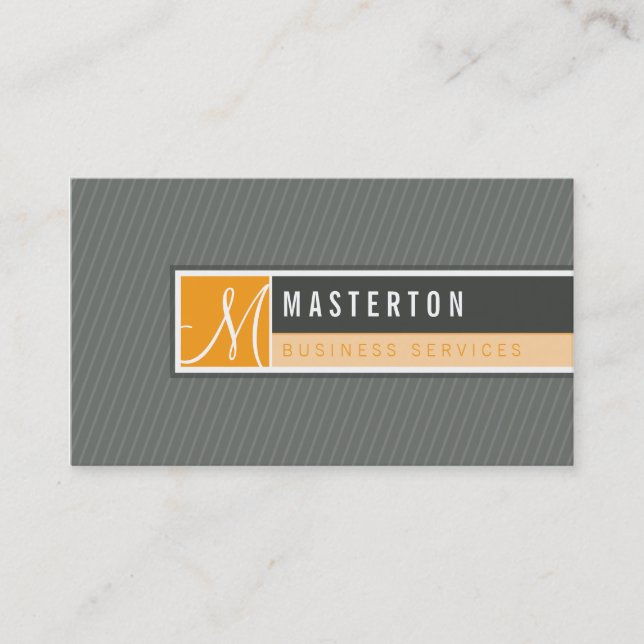 BUSINESS CARD Moderne blockierte monogramm orange  Visitenkarte (Vorderseite)