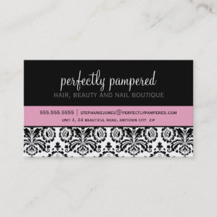BUSINESS CARD Moderne Damaske schwarz, blassrosa Visitenkarte