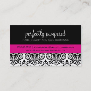 BUSINESS CARD Moderne Damaske schwarz Fuschia rosa Visitenkarte