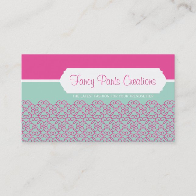 BUSINESS CARD Moderne Rosette Muster rosa Minze Visitenkarte (Vorderseite)
