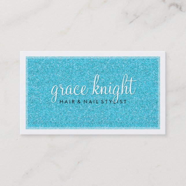 BUSINESS CARD Moderner Glitzer Aqua Blue Visitenkarte (Vorderseite)