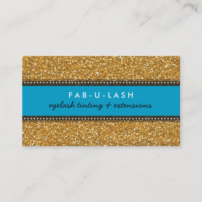 BUSINESS CARD Moderner Glitzer Aqua Gold Visitenkarte (Vorderseite)