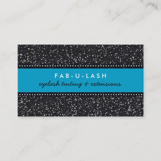 BUSINESS CARD Moderner trendiger Glitzer Aqua Blac Visitenkarte (Vorderseite)