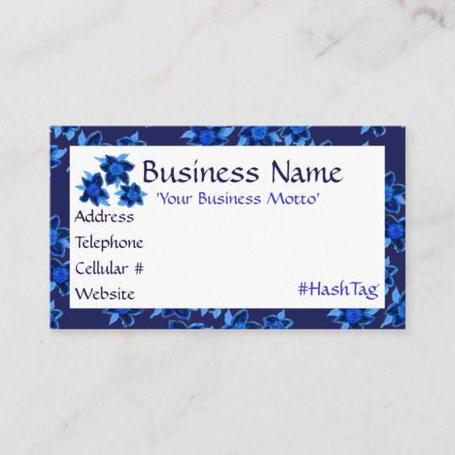 Business Card Navy Blue Flower Designer Rabattkarte (Vorderseite)