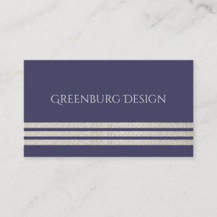 Business Card Navy Blue und Champagne Stripes Visitenkarte