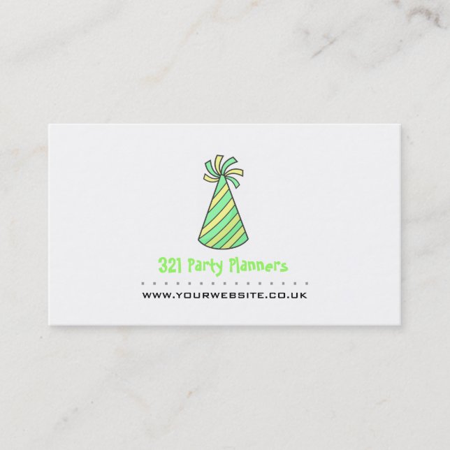 Business Card Party Planer (grün & gelb) Visitenkarte (Vorderseite)