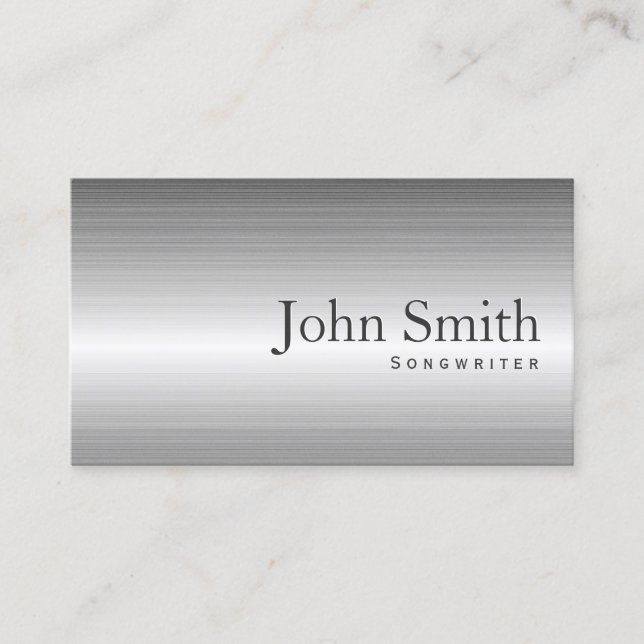 Business Card schlicht Steel Metal Songwriter Visitenkarte (Vorderseite)