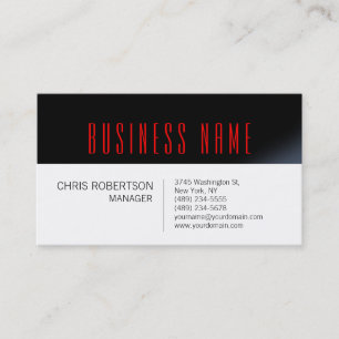 Business Card Schwarz-weiß Red Contemporary Manage Visitenkarte