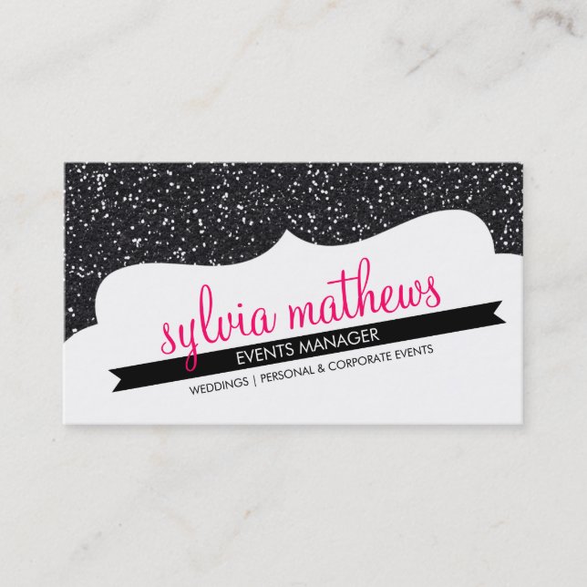 BUSINESS CARD Stilvolle Glitzer funkeln schwarz pi Visitenkarte (Vorderseite)