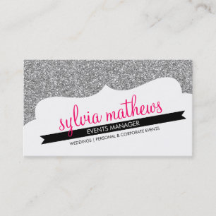 BUSINESS CARD Stilvoller Glitzer funkeln silber pi Visitenkarte