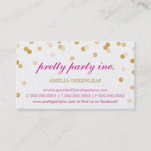 BUSINESS CARD stilvoller Konfetti Pink Gold Glitze Visitenkarte