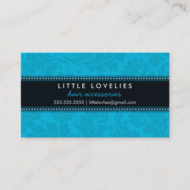 BUSINESS CARD trendy blüh aqua blue black Visitenkarte (Vorderseite)