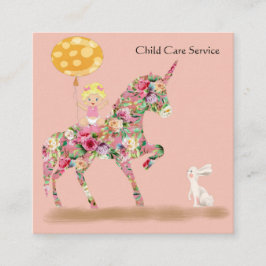 Business Card Unicorn für Kinderbetreuung Quadratische Visitenkarte