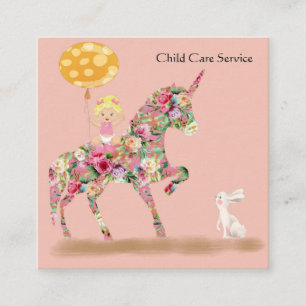 Business Card Unicorn für Kinderbetreuung Quadratische Visitenkarte