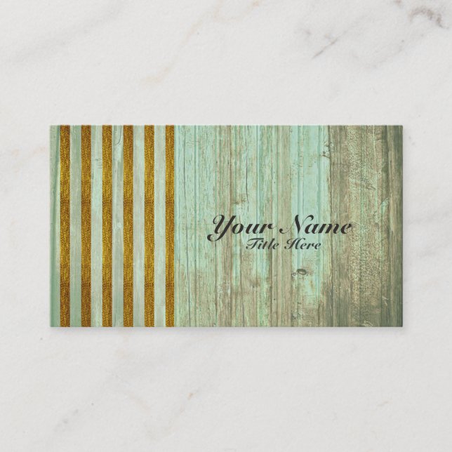 Business Card Vintag Holz und Gold Glitzer Visitenkarte (Vorderseite)
