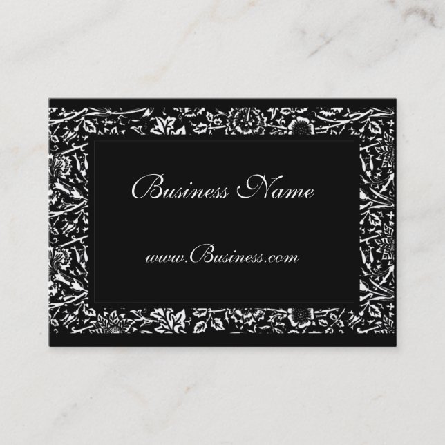Business Card Vintager Verzierter Rahmen Schwarz-w Visitenkarte (Vorderseite)
