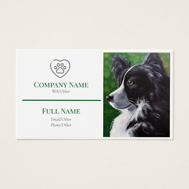 business card with a black and white dog (Vorderseite)
