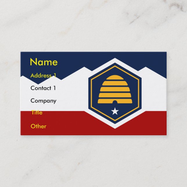 Business Card with Flag of Utah, USA Visitenkarte (Vorderseite)