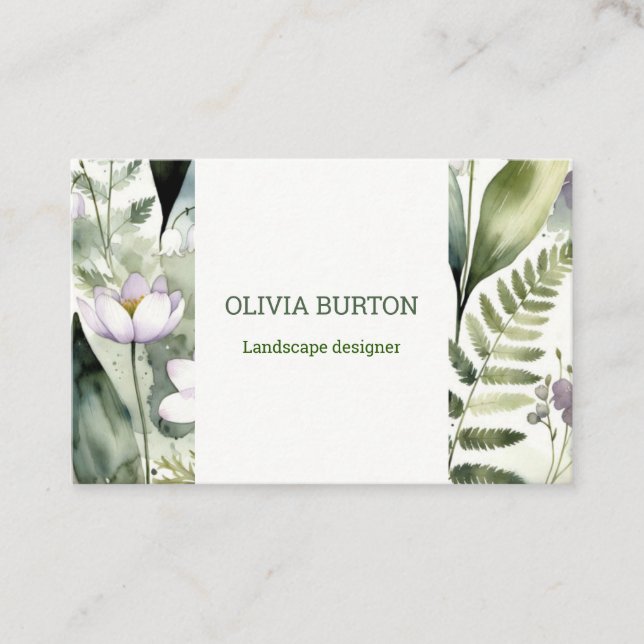 Business card with floral background and name visitenkarte (Vorderseite)