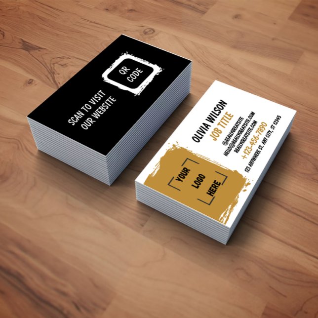Business Card with QR Code | Black Modern Design Visitenkarte (Von Creator hochgeladen)