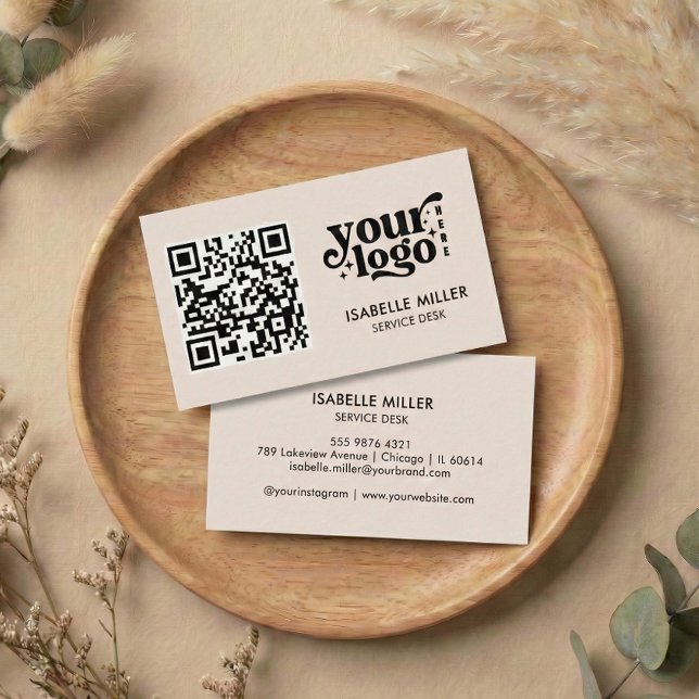 Business Card with QR Code | Modern Beige Design Visitenkarte (Business Card with QR Code | Modern Beige Design)