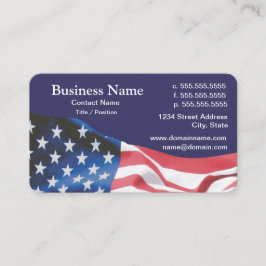 business card with waving American flag 26 Visitenkarte