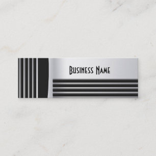 Business Card Zizzago Black Silver Art Deco Skinny Mini Visitenkarte