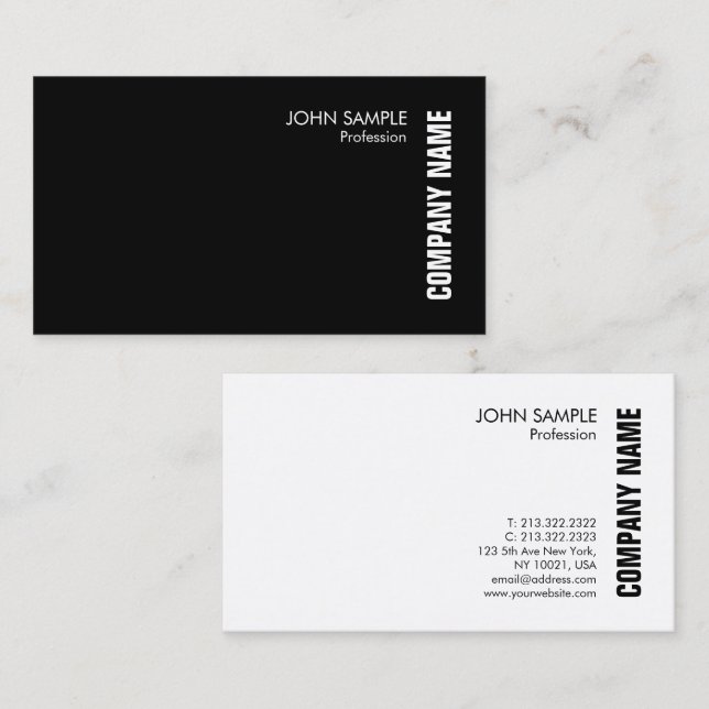 Business Cards Elegante Moderne Schwarz-weiße Visitenkarte (Vorne/Hinten)