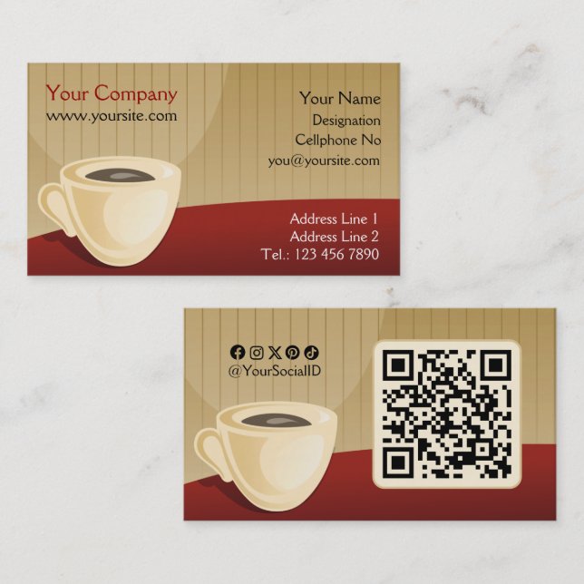 Business Cards für den Kaffee Visitenkarte (Vorne/Hinten)