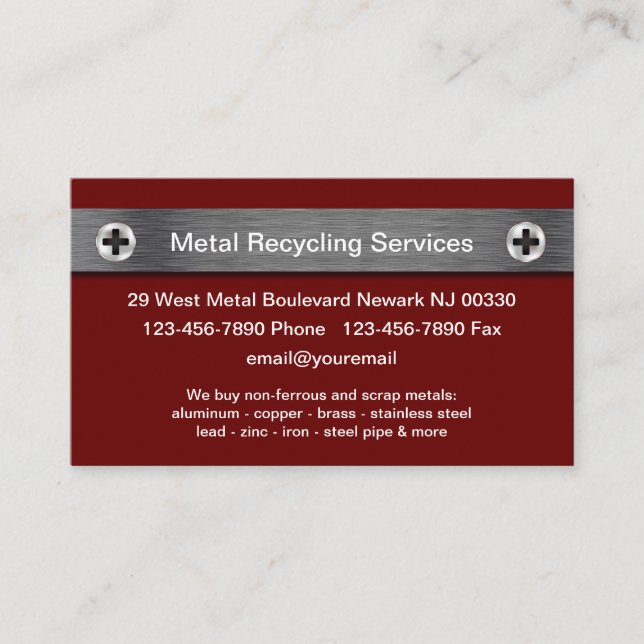 Business Cards für den Recycle von Metallen Visitenkarte (Vorderseite)