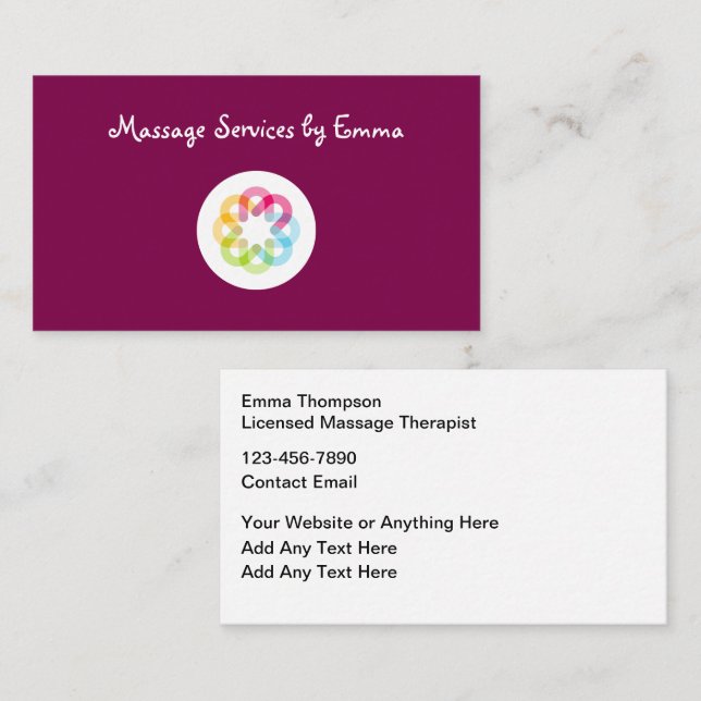 Business Cards für moderne Massage Therapeut Visitenkarte (Vorne/Hinten)