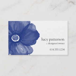 Business Cards für Navy Blue Watercolor Blume Visitenkarte