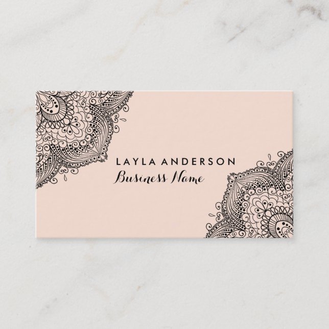Business Cards für Pink und Black Henna Visitenkarte (Vorderseite)