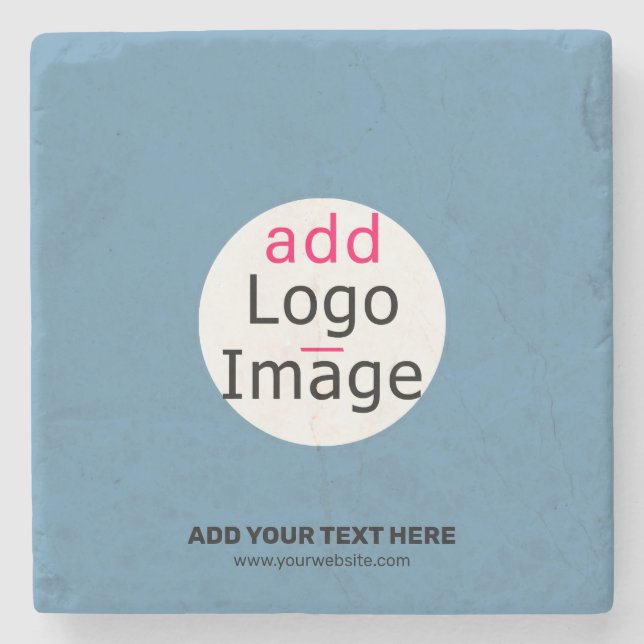 Business Chic Promo Anpassbare Dusty Blue Steinuntersetzer (Vorderseite)