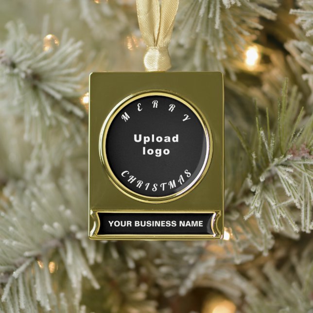 Business Christmas Black Banner-Ornament Gold (Baum)