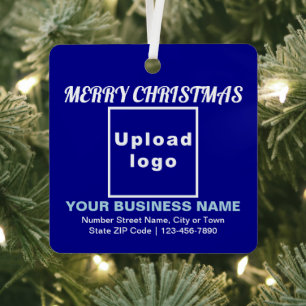 Business Christmas Blue Square Metal Ornament Aus Metall