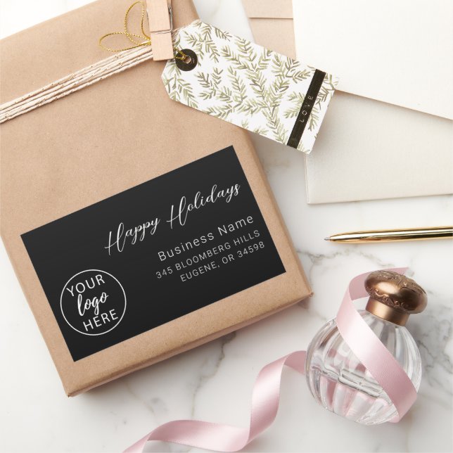 Business Christmas Happy Holidays Return Rechteckiger Aufkleber (Schenken)