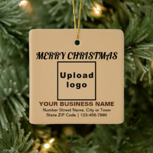 Business Christmas Light Brown Square Keramikornament