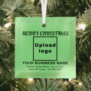 Business Christmas Light Green Square Ornament Aus Glas