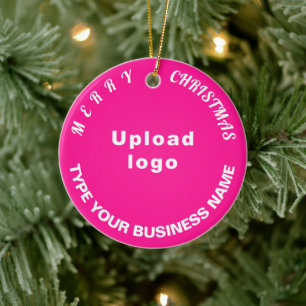 Business Christmas Pink Circle Ceramic Ornament