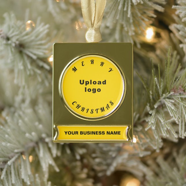 Business Christmas Yellow Banner-Ornament Gold (Baum)