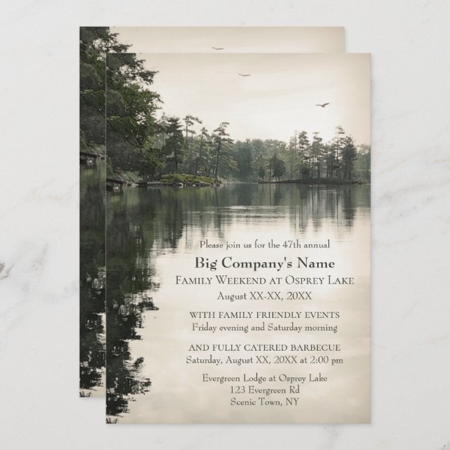 Business Church Retreat Familie Jamboree am See Einladung (Vorne/Hinten)