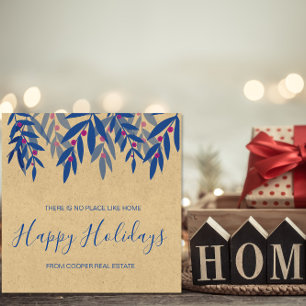 Business Client Christmas Card Kraft Blue Karte