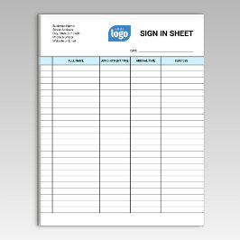 Business Client Sign In Sheet Template Notepad Notizblock