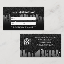 Business Client Termin Karte Schwarzer Glitzer