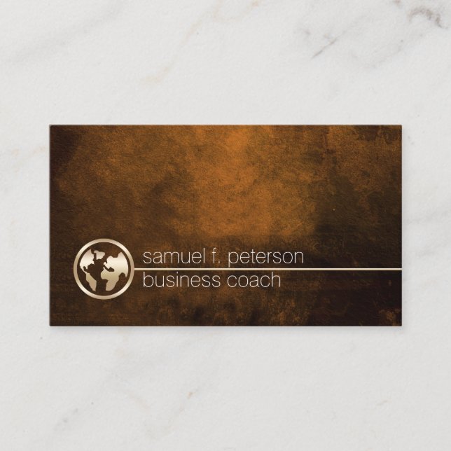 Business Coach Gold Globe Icon Beruflich Visitenkarte (Vorderseite)