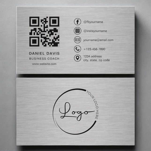 Business Coach Metall QR Code Visitenkarte (Von Creator hochgeladen)