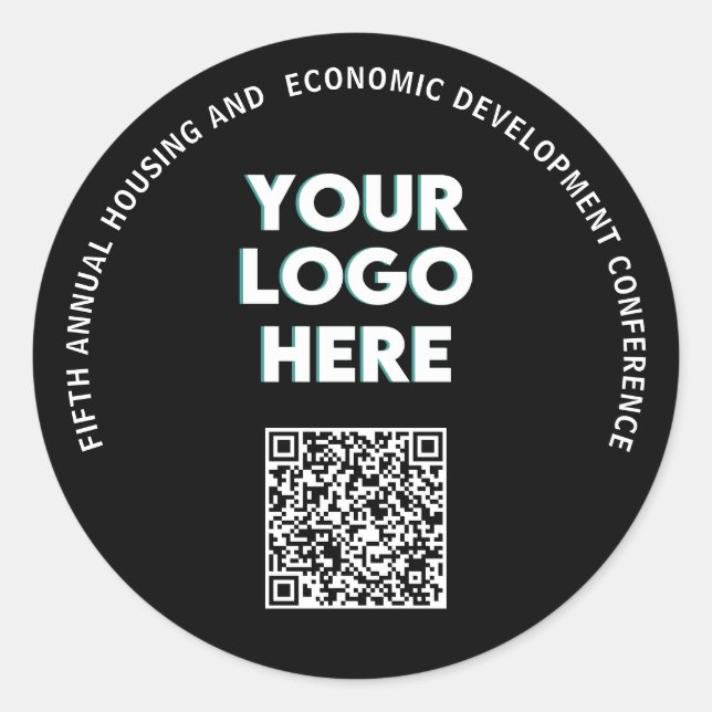 Business Conference Custom Logo QR  Runder Aufkleber (Vorderseite)