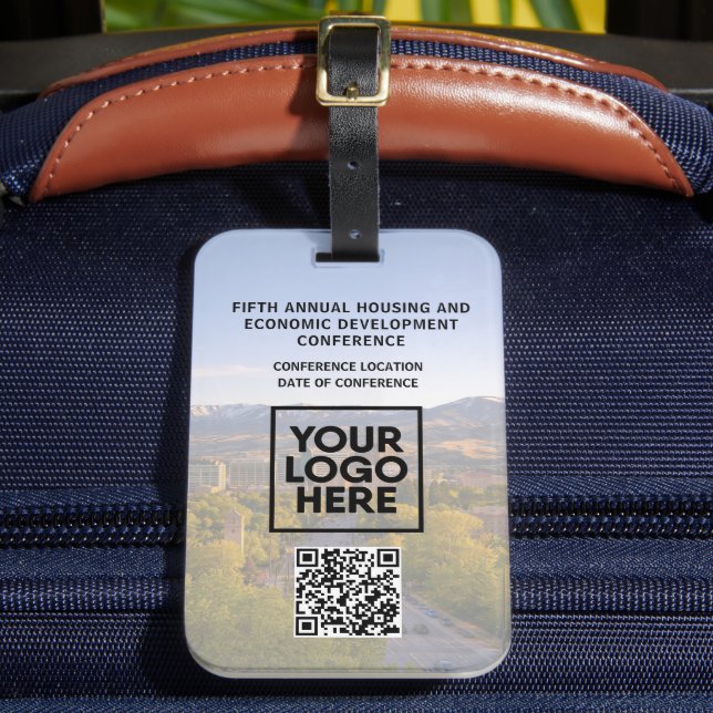 Business Conference Replace Photo Logo QR Code  Gepäckanhänger (Vorderseite Insitu 2)
