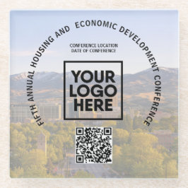 Business Conference Replace Photo Logo QR Code  Glasuntersetzer